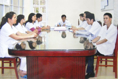 A blood donation event with people donating blood.2