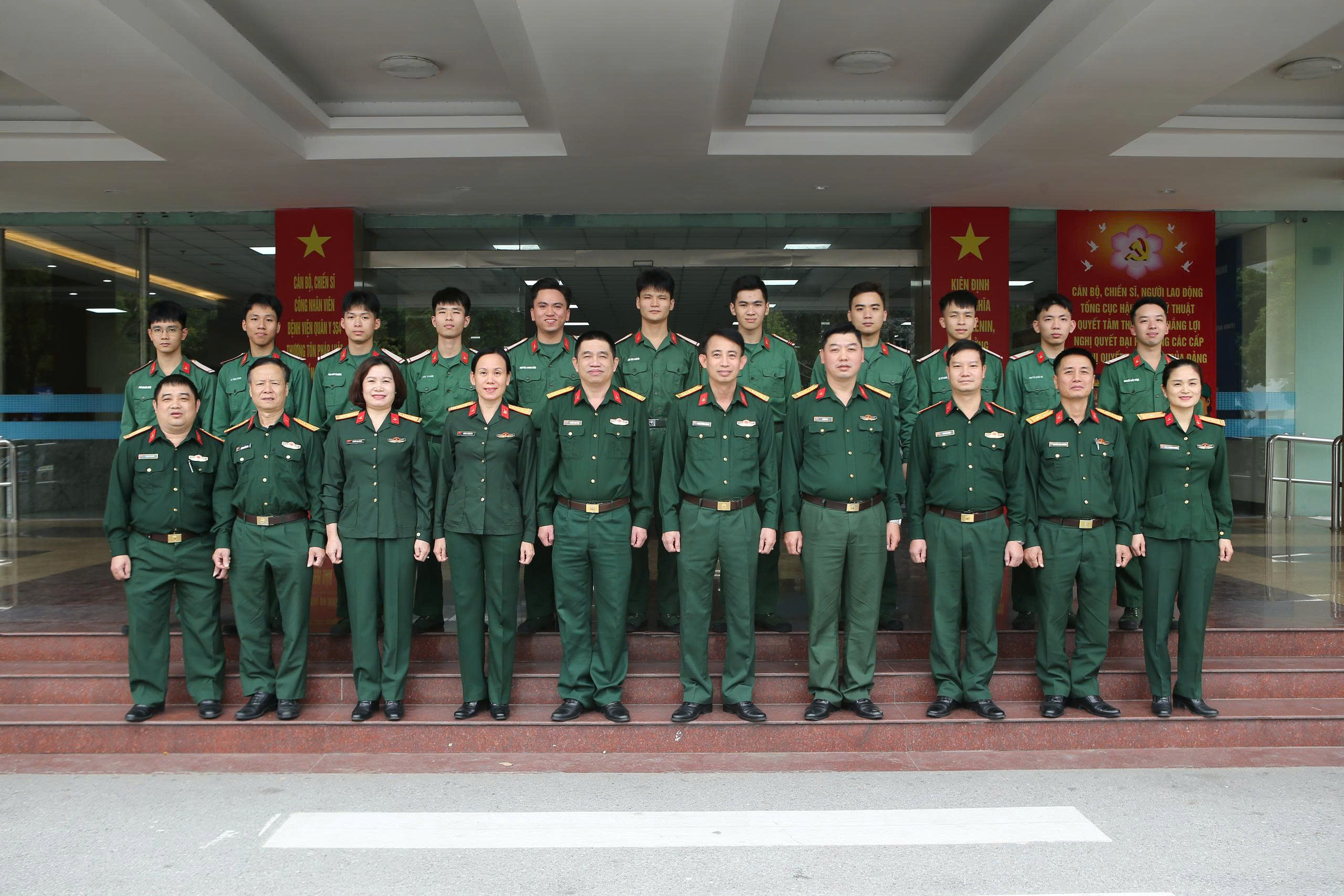 Group of medical staff standing together in a hospital setting