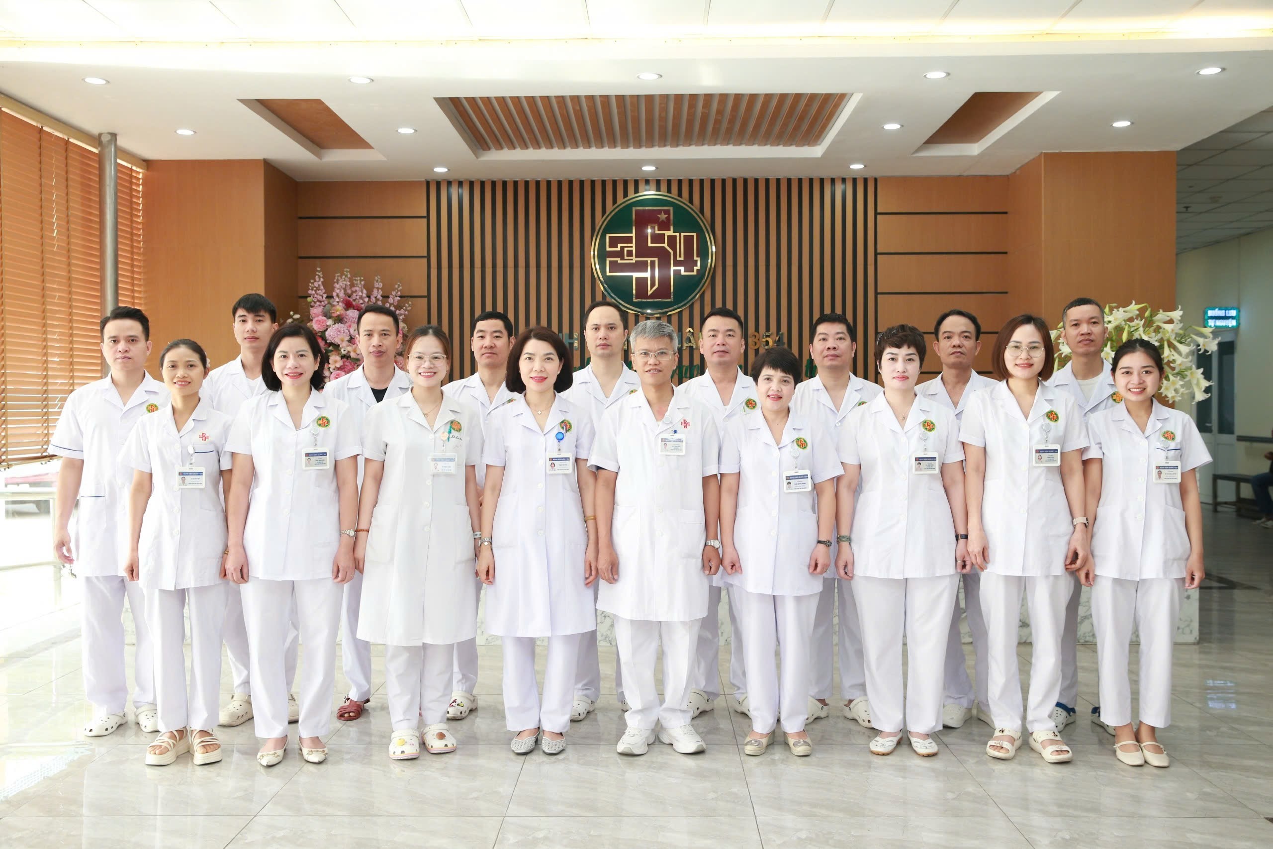 Group of medical staff standing together in a hospital setting