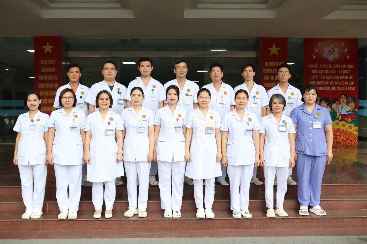 Group of medical staff standing together in a hospital setting