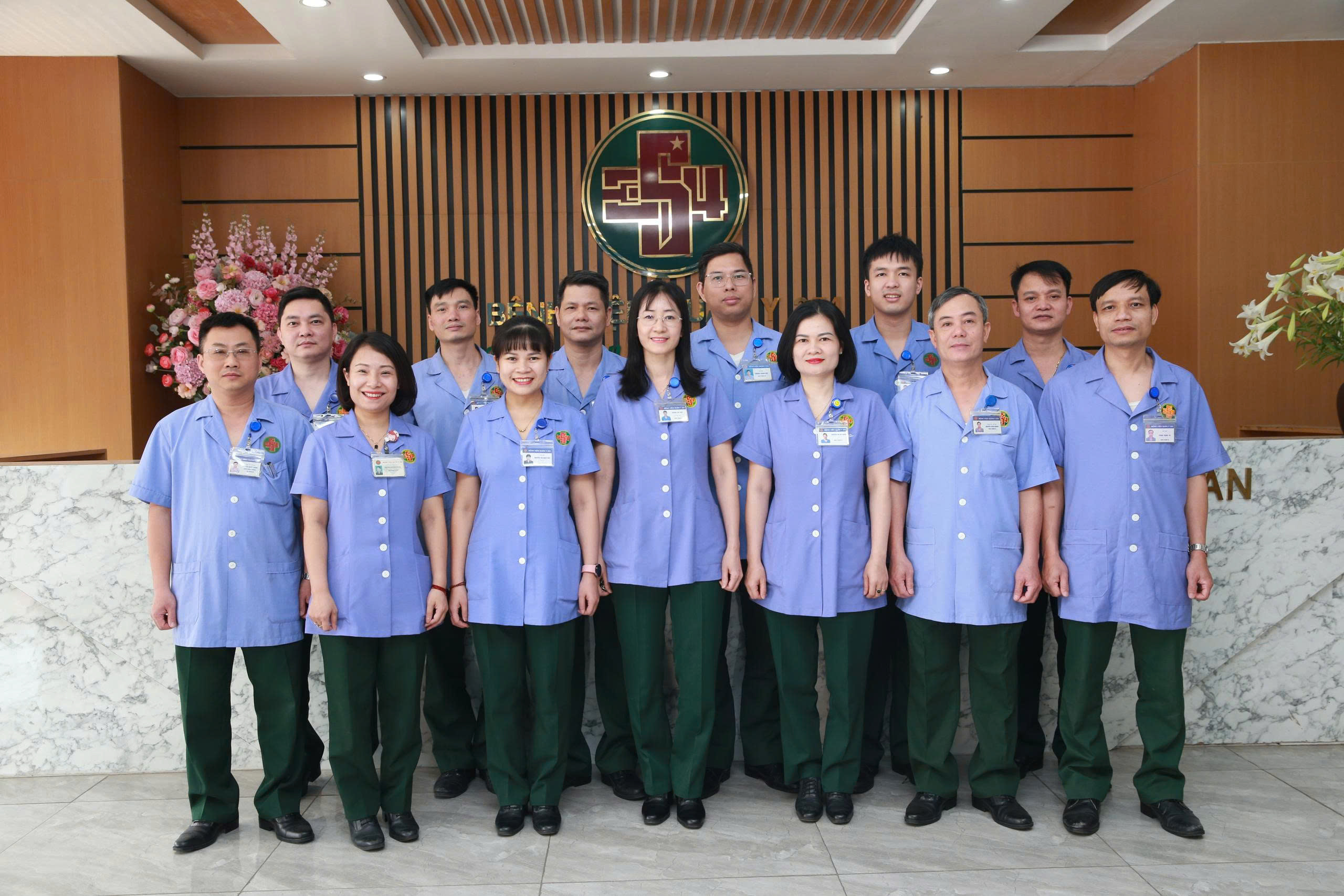 Group of medical staff standing together in a hospital setting