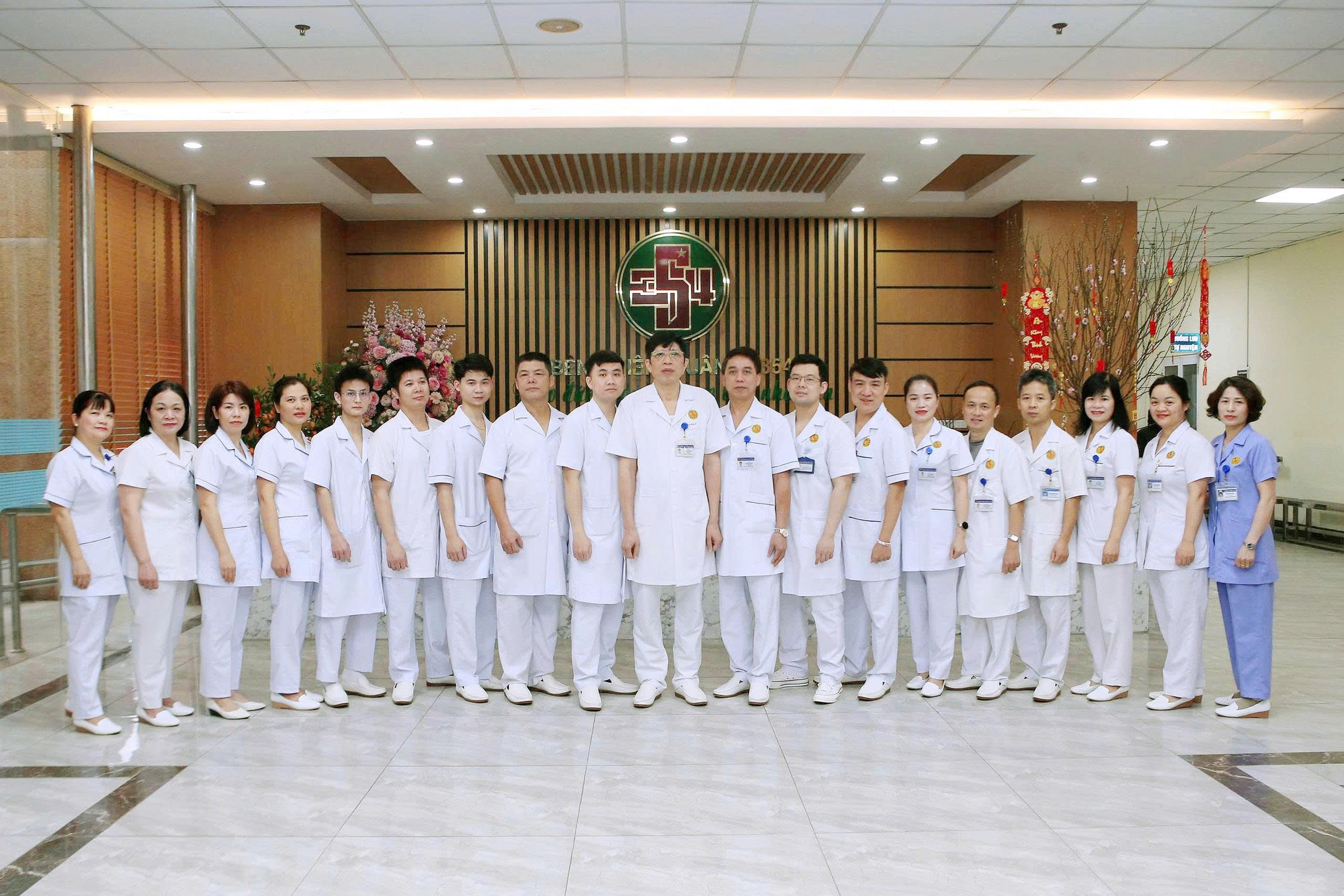 Group of medical staff standing together in a hospital setting