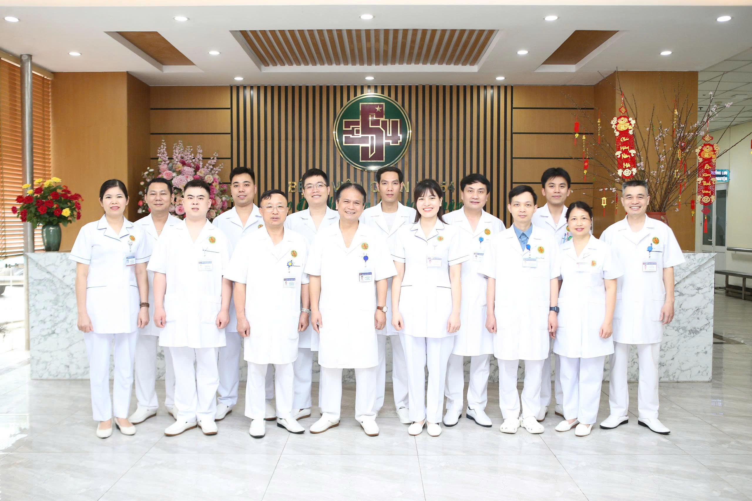 Group of medical staff standing together in a hospital setting