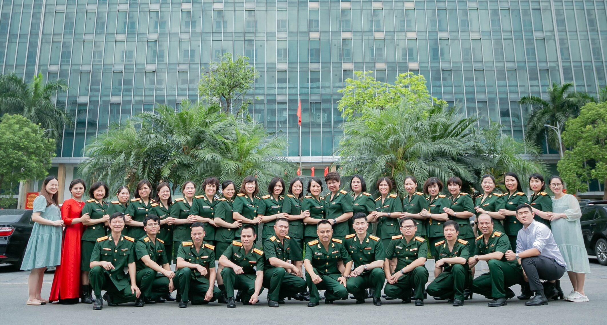Group of medical staff standing together in a hospital setting
