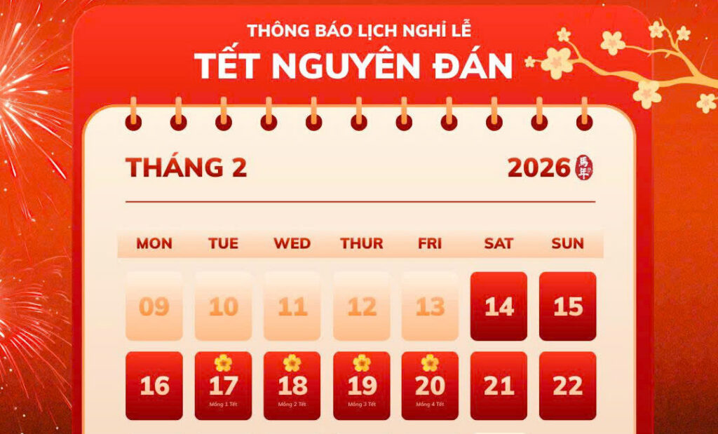 Thông báo lịch nghỉ tết nguyên đán năm 2026
