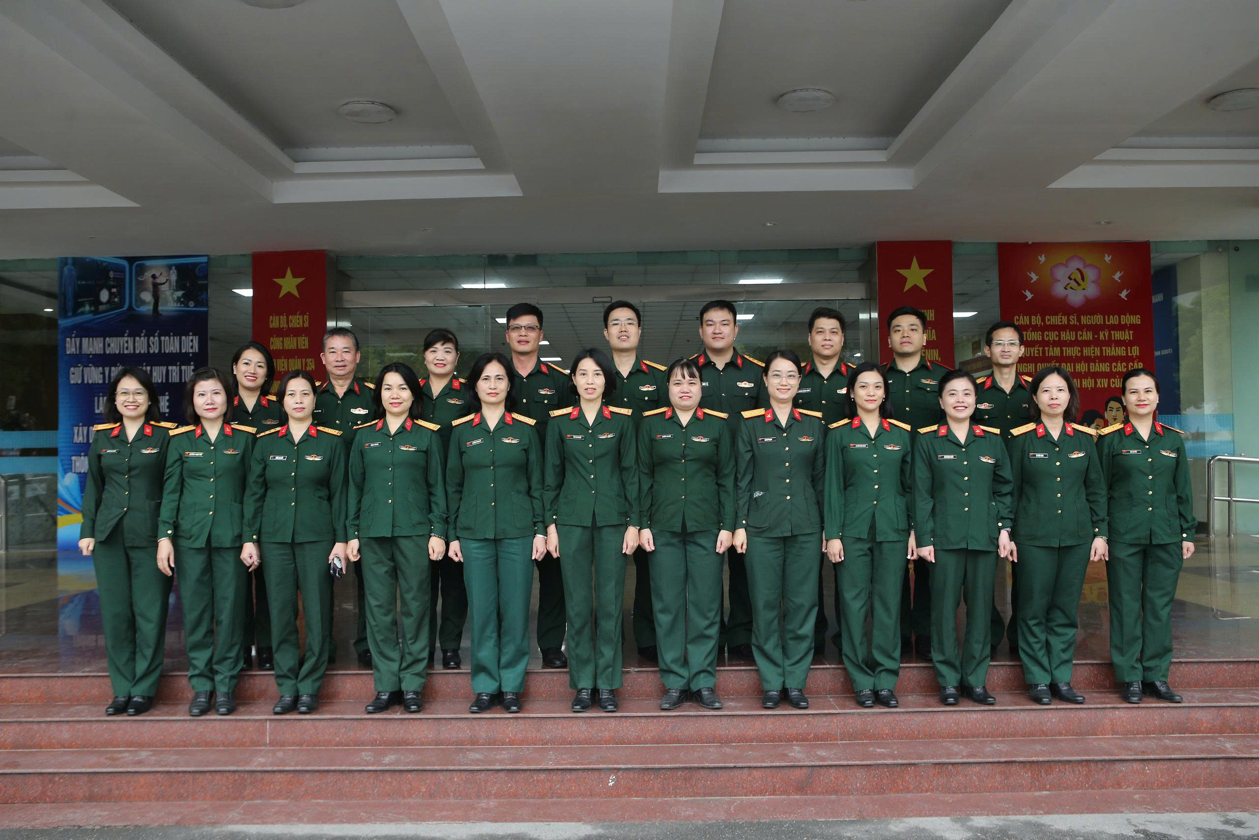 Group of medical staff standing together in a hospital setting