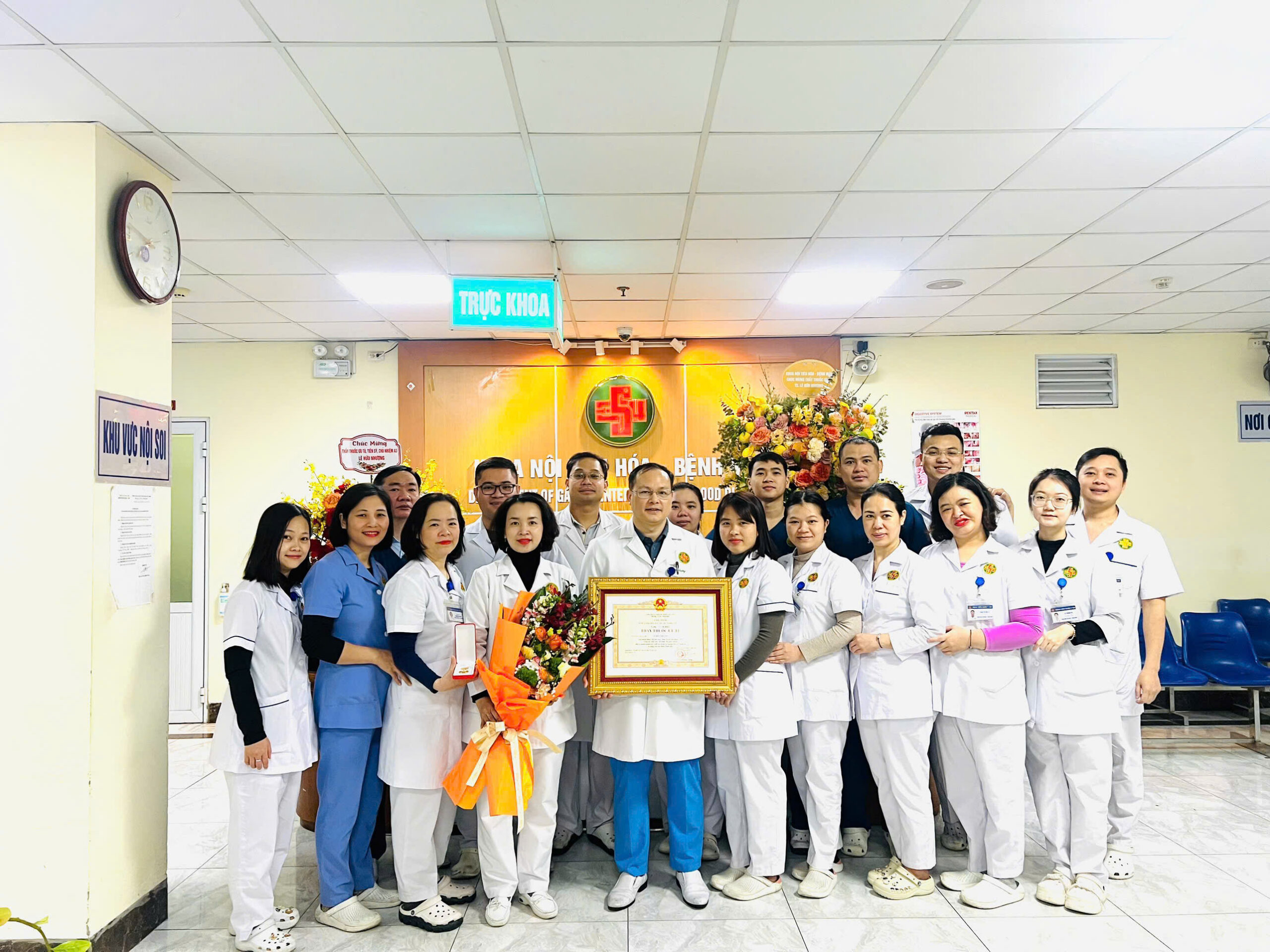 Group of medical staff standing together in a hospital setting