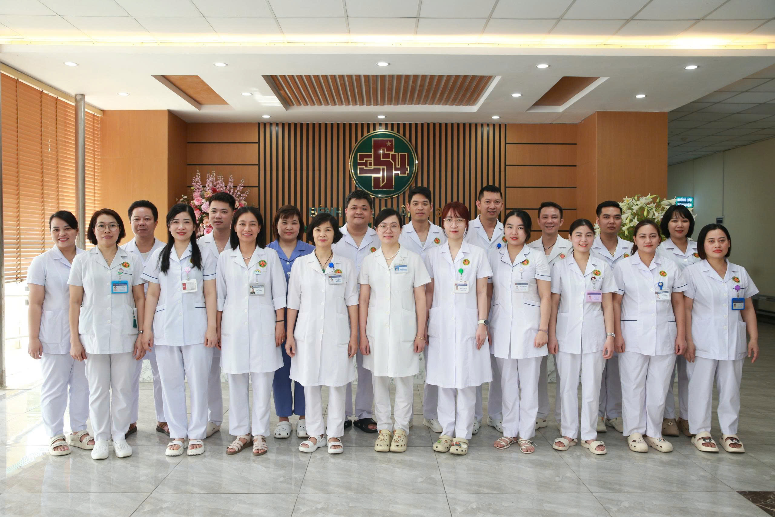 Group of medical staff standing together in a hospital setting